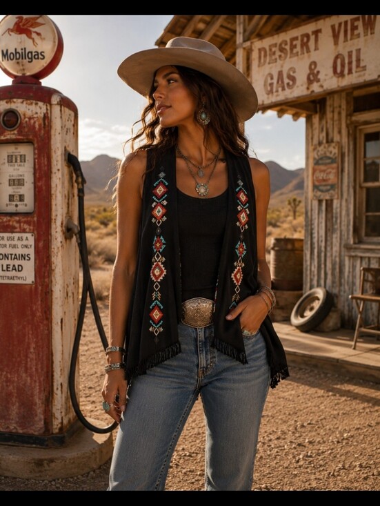 Boutique By The Bay Jackets & Blazers - Black Southwest Vest